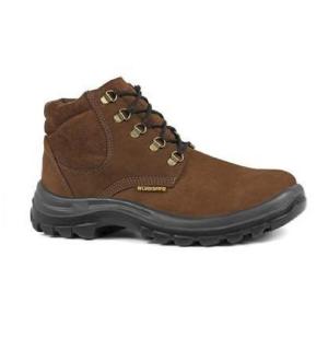 BOTIN CUERO TOP NOBUCK MARRON PTA. PLASTICA T.44