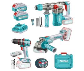 COMBO 20V ATORNILLADOR C/PER. 66 NM + ROTOMARTILLO 4.5 J. + AMOLADORA 4/12 BL. IND. TOTAL