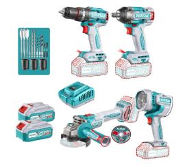COMBO 20V ATOR + LLAVE DE IMPAC. + AMOLAD + FAROL + 2  BAT + CARG TOTAL